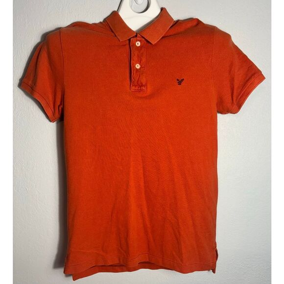 American Eagle Polo Shirt Mens M Medium Orange Vintage Fit Short Sleeve Golf Y2K - Picture 2 of 5